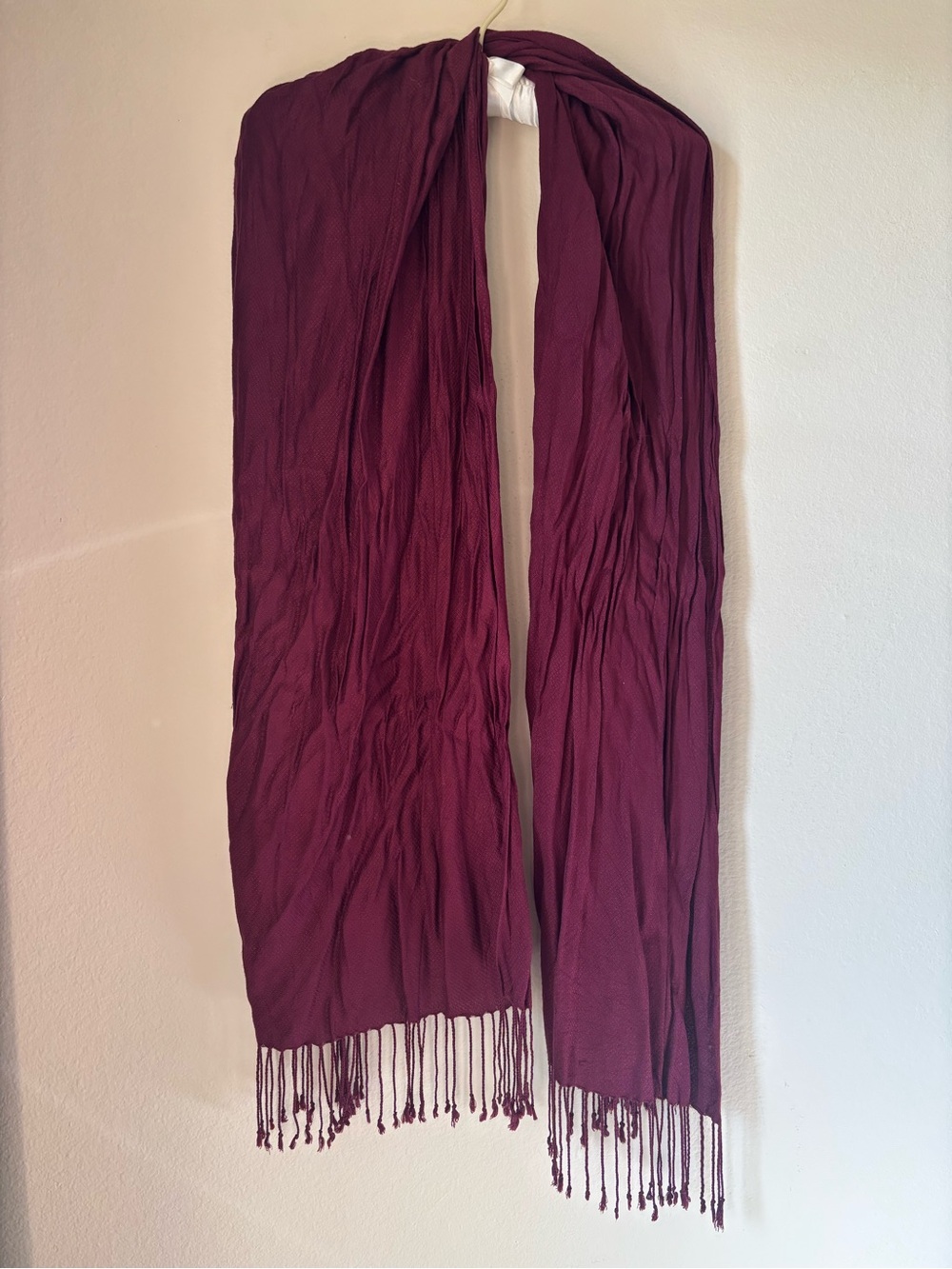 Burgundy Fringed Lightweight Scarf